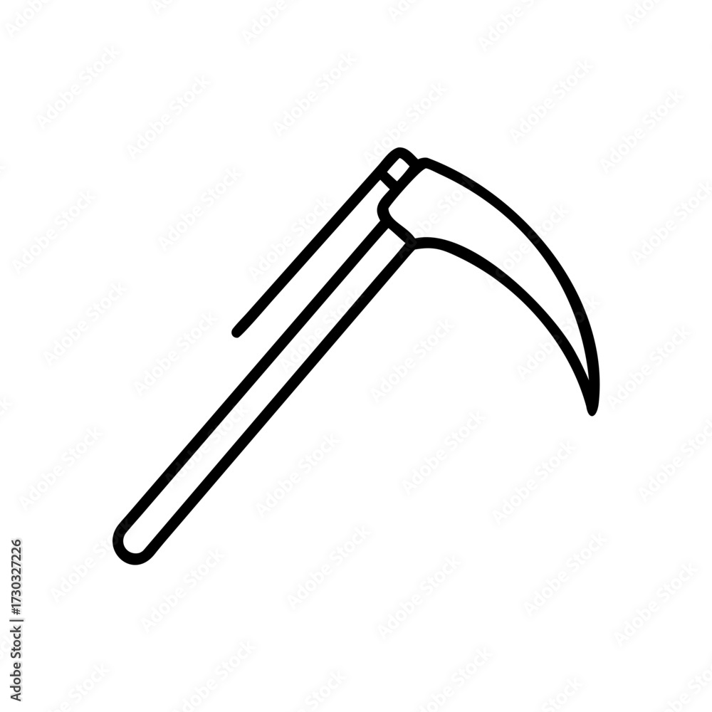 Fototapeta premium Scythe illustration in minimal style with black outline design 
