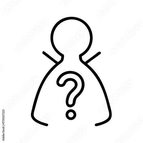 Simple outline of a person with a question mark symbol  