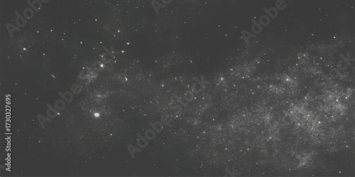 Starry rain drops on a dark black abstract background of a cosmic winter night