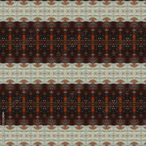 Ornamental ethnic stripe pattern in deep earthy tones with repeating symmetry, ideal for textiles, crafts, and decorative surfaces.