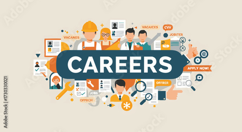 Human resources and business management icon set. Thin line vector symbols for teamwork, leadership, and organizational structure