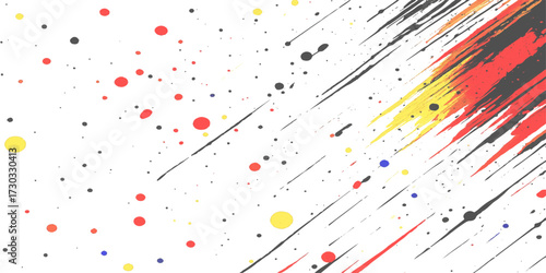 Abstract paint splatter and colorful ink splash design with dynamic lines and a vibrant party celebration texture
