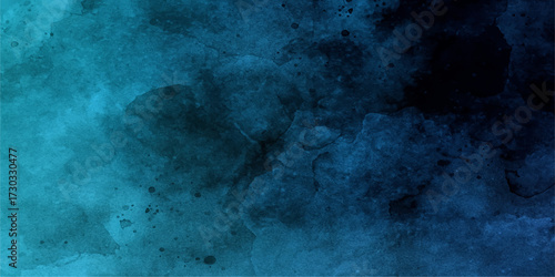 Vintage aged blue grunge wall with texture and dark paint clouds for a vintage design backdrop