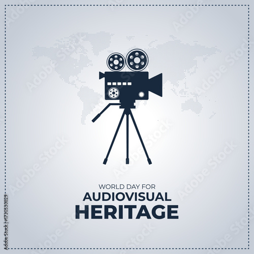 World Day for Audiovisual Heritage Celebration Concept with Film Reel, 27 October. Template for background with banner, poster and card. Vector illustration.