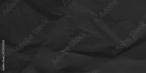 Black crumpled paper texture with a dark grunge background for luxury design wallpaper