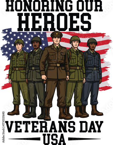 Honoring Heroes Veterans Day USA Vector Graphic