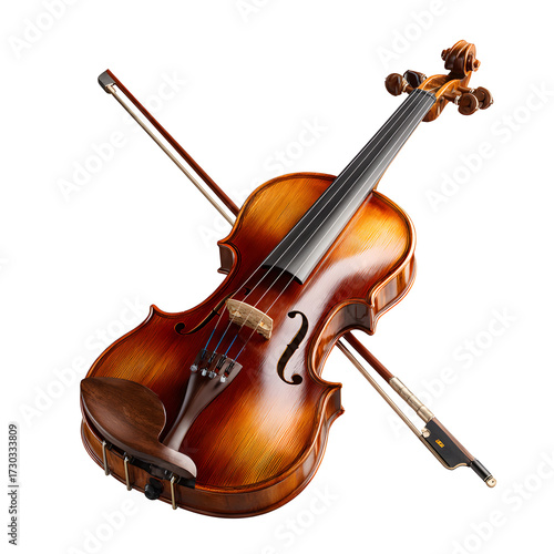 Violin and Bow isolated on transparent background