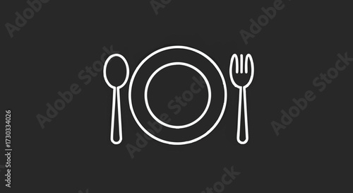 Elegantly Simple Cutlery Outline A Minimalist Dining Icon for Culinary Projects