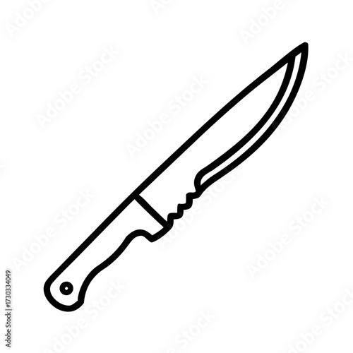 Sharp kitchen knife with curved blade and textured handle design  