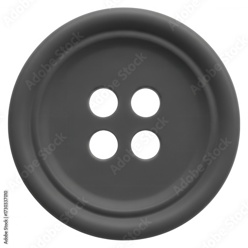 Round gray button with four holes isolated on a transparent background image