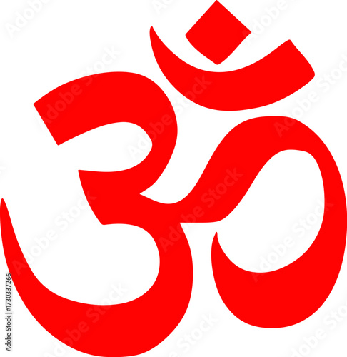 Red Om Symbol Spiritual and Sacred Mantra Representation