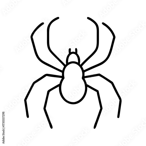 Black spider illustration in minimal line art style  