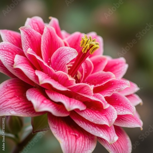 Exquisite close-up capturing the vibrant beauty of a blooming dahlia flower