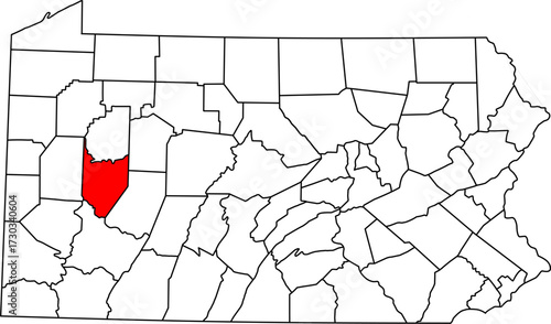 Detailed vector map of Pennsylvania, USA, highlighting Armstrong County in the Western PA region.


