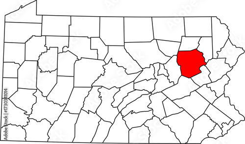 Detailed vector map of Pennsylvania, USA, highlighting Luzerne County in the Wyoming Valley and Coal Region.

