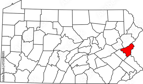 Detailed vector map of Pennsylvania, USA, highlighting Northampton County in the Lehigh Valley.

