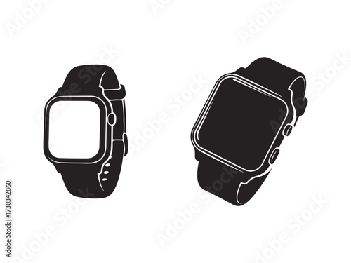 Modern smartwatch icon set for digital wearable devices