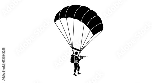Modern Paratrooper Landing with Paraglider Style Canopy