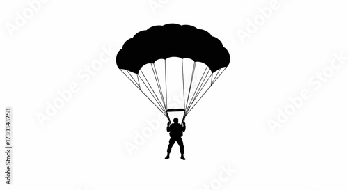 Isometric Paratrooper Soldier Under Parachute