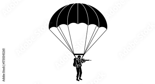 Modern Paratrooper Landing with Paraglider Style Canopy