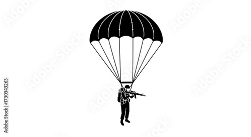 Modern Paratrooper Landing with Paraglider Style Canopy