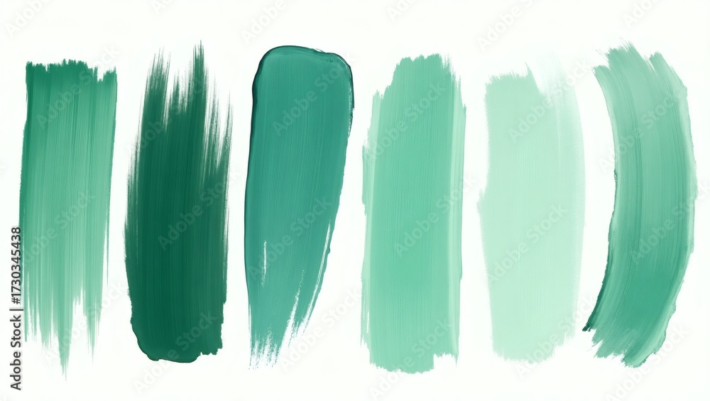 Fototapeta premium a collection of vibrant green color swatches with textured brushstrokes, perfect for design inspiration