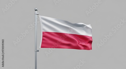 Polish Flag Waving in the Wind.