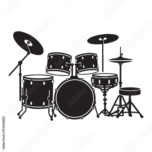 Drum set icon music instrument illustration