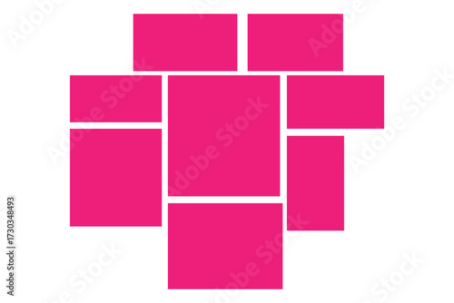 Asymmetrical 8 photo collage vector illustration. Tiles pattern for web and mockup presentation. pattern photo frames template collage design composition backgrounds