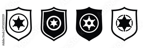 Sheriff badges. Sheriff icon set. Policeman and sheriff badge icon vector illustration isolated on white background