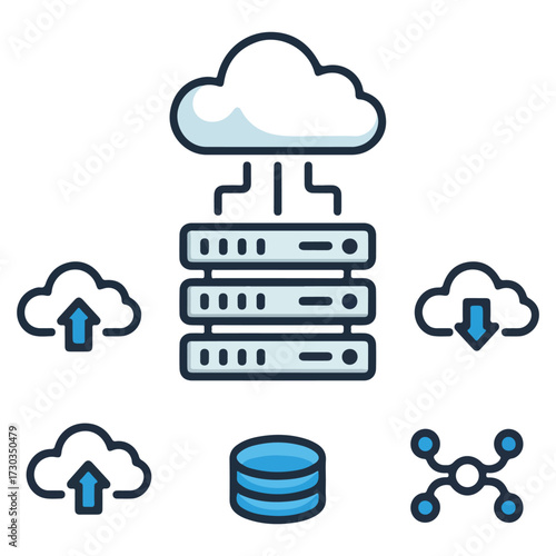 Web Hosting and Cloud Infrastructure Icons