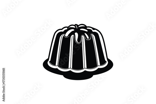 Simple black and white illustration of a gelatin dessert in a mold