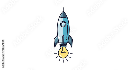 Creative boost: A rocket powered by an idea, symbolizing innovative solutions and forward-thinking
