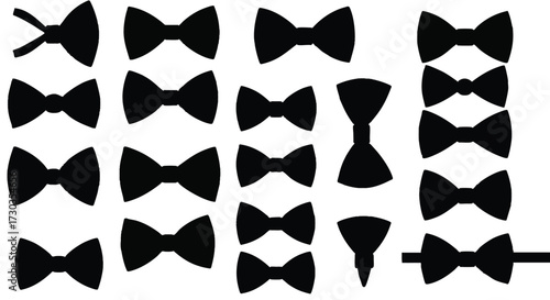 Collection of various black bow tie designs and styles for fashion and formal wear