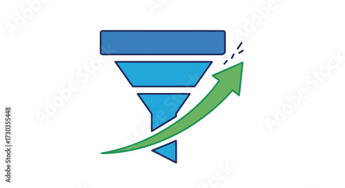 Optimized funnel process illustrating improvement and increased output efficiency