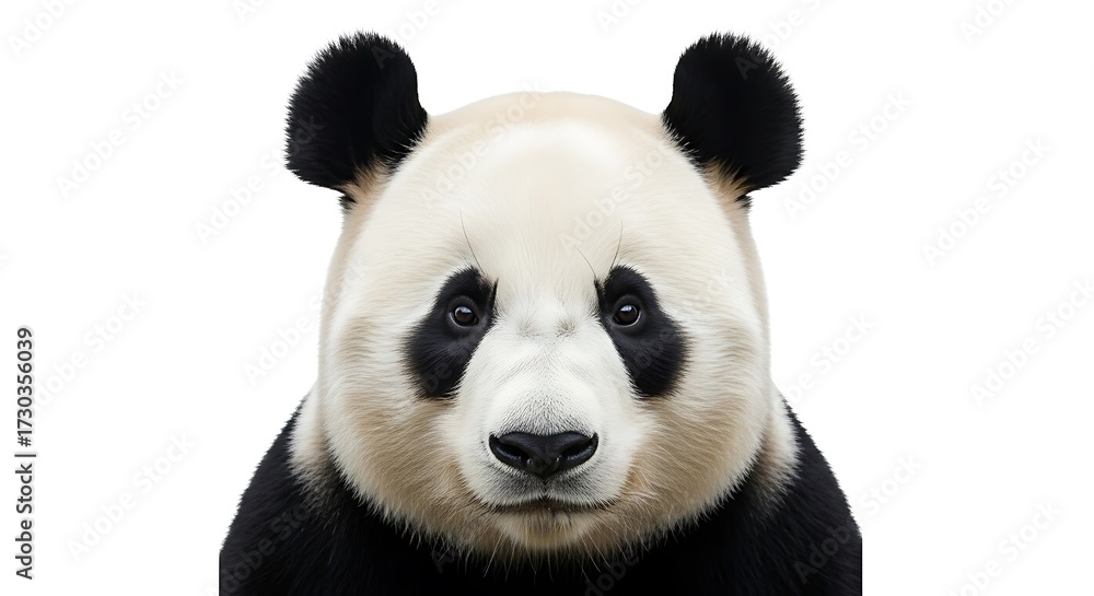 Fototapeta premium Giant Panda Bear Portrait Isolated on White Background.