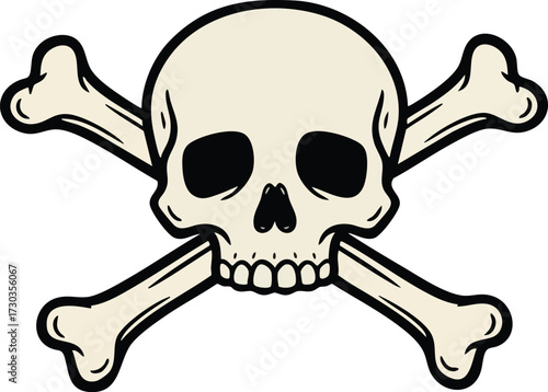 Skull and bones illustration. Vector. Isolated.