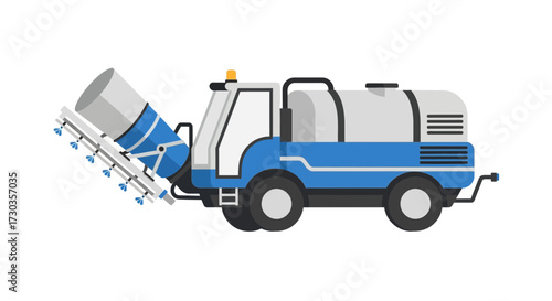Blue cleaning machine illustration for city maintenance and sanitation