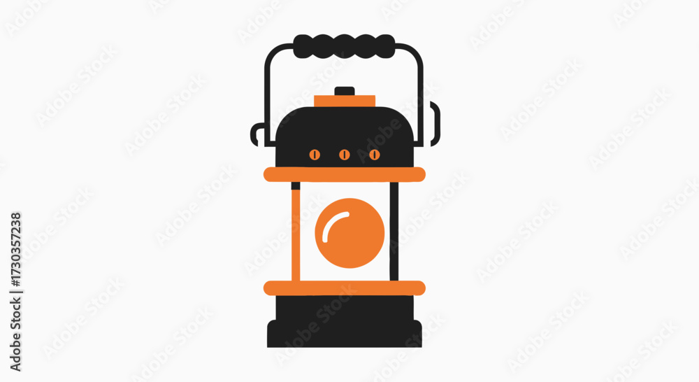 Fototapeta premium Classic Black and Orange Lantern on White Background Illustration