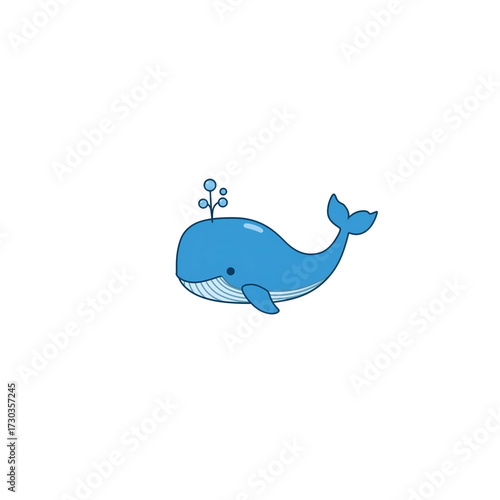 A delightful and friendly blue cartoon whale illustration, featuring a happy marine animal spouting water, perfect for cheerful designs and children's themes