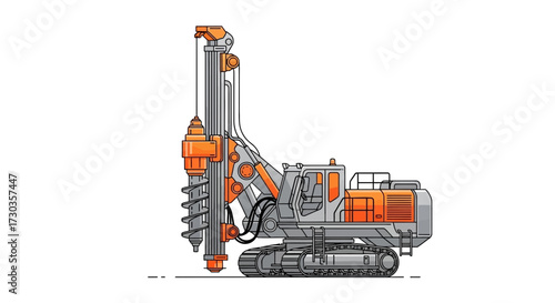 Detailed Illustration of a Heavy-Duty Drilling Rig with an Auger Design
