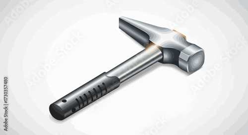 Detailed illustration of a metal hammer, embodying precision and power