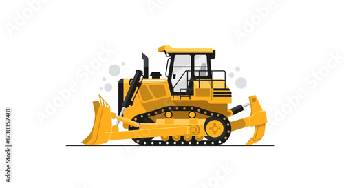 Detailed illustration of a powerful yellow bulldozer for construction work