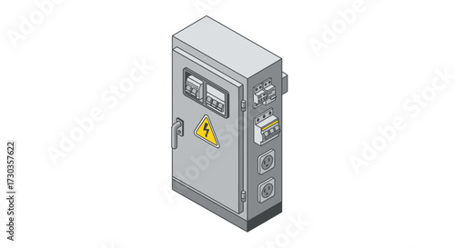 Detailed isometric vector illustration of an electrical panel box unit