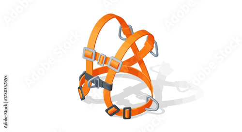 Illustrated climbing harness isolated against a white backdrop provides safety