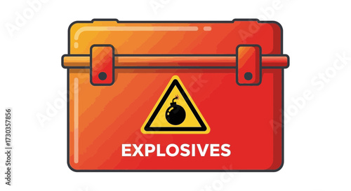 Hazardous materials toolbox illustration with danger warning sign graphic