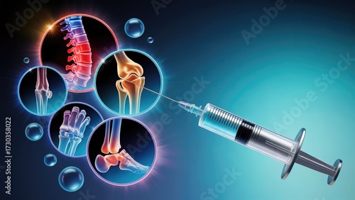 Joint pain relief injection offering potential for mobility and enhanced wellness, scientific medical treatment