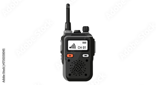 Illustration of a professional walkie-talkie with full battery display