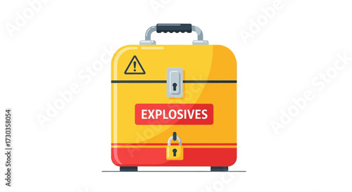 Illustration of a Secure Box with an Explosives Warning Sign
