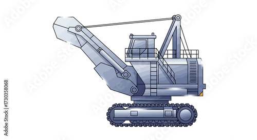 Illustration of a Sleek and Powerful Excavator Ready for Construction Tasks